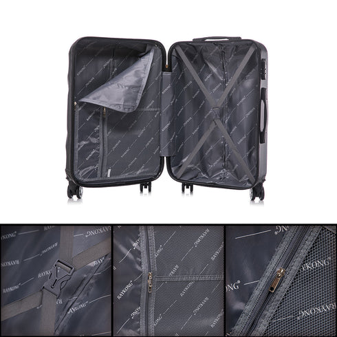 Raykong Conjunto de maletas de viaje de 4 piezas Neceser(29cm)/55cm/68cm/78cm ABS Waves - Negro