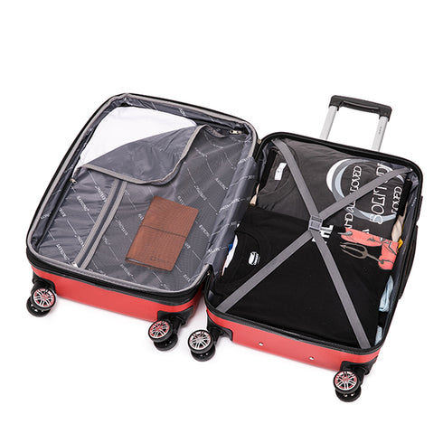 RAYKONG Mala Média ABS 66x43x25cm | 71L | 24 Polegadas | até 23kg semirrígida - Vermelho