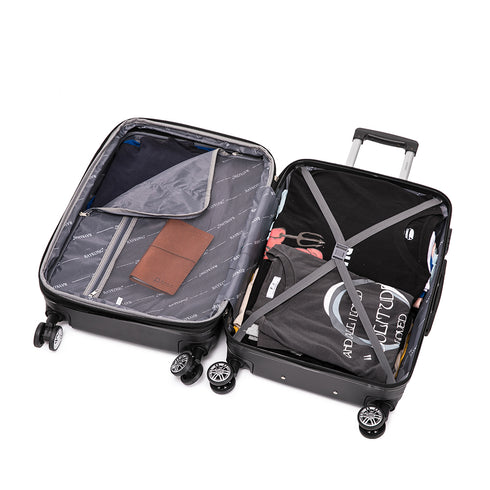 RAYKONG Mala de Viagem Média ABS 66x43x25cm | 71L | 24 Polegadas | até 23kg semirrígida - Preto