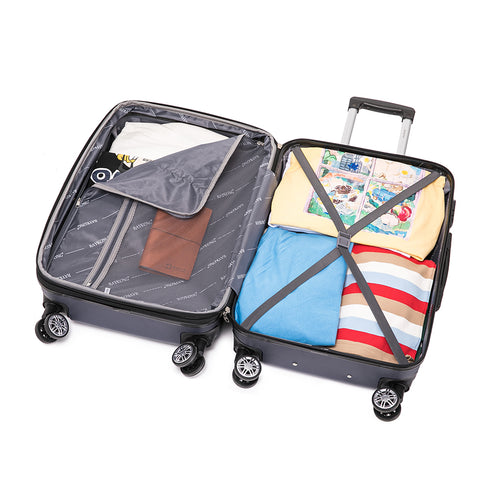 RAYKONG Mala de Viagem Média ABS 66x43x25cm | 71L | 24 Polegadas | até 23kg semirrígida - Azul Marinho