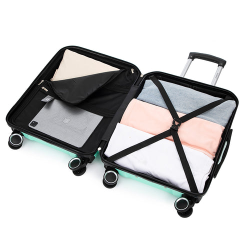 RAYKONG Maleta Grande Expandible ABS+Policarbonato 75x49x31cm - 33.50cm Extendido | 114L - 123L | 28 Pulgadas | 25kg semirígidas candado combinación - Menta