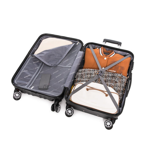 Raykong Conjunto de maletas de viaje de 4 piezas Neceser(29cm)/55cm/68cm/78cm ABS Waves - Negro