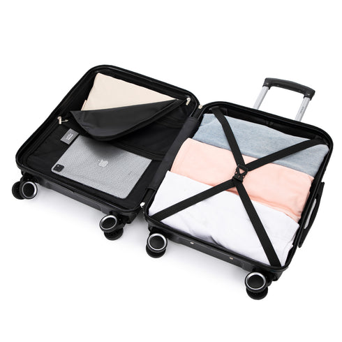 RAYKONG Maleta Grande Expandible ABS+Policarbonato 75x49x31cm - 33.50cm Extendido | 114L - 123L | 28 Pulgadas | 25kg semirígidas candado combinación - Negro