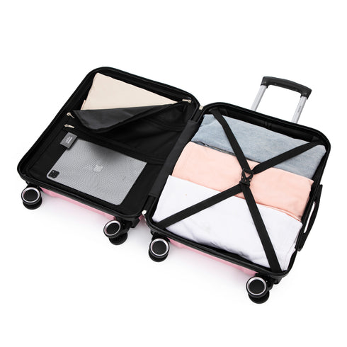RAYKONG Maleta Grande Expandible ABS+Policarbonato 75x49x31cm - 33.50cm Extendido | 114L - 123L | 28 Pulgadas | 25kg semirígidas candado combinación - RosaClaro