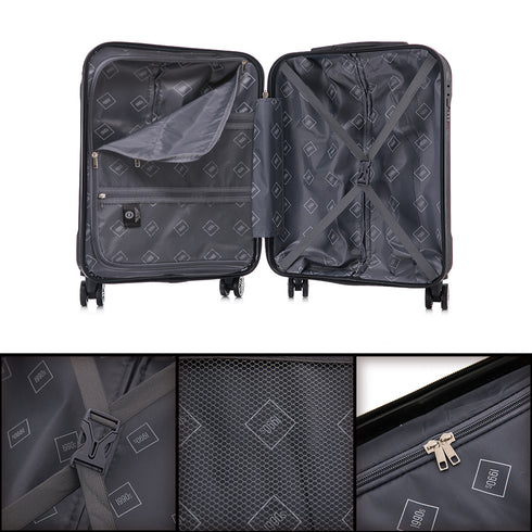 Maleta Cabina 55x39x21cm Policarbonato 45L - 20 Pulgadas Negro - Seda