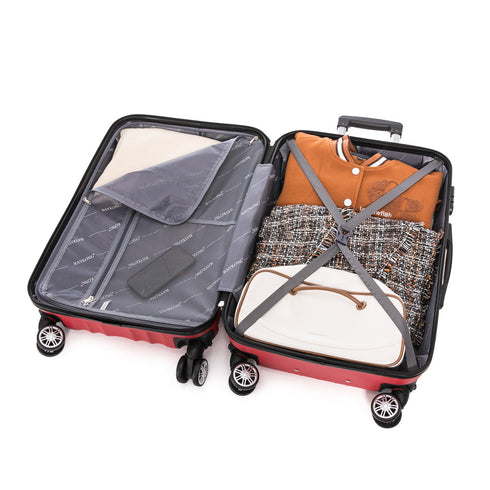 Raykong Conjunto de maletas de viaje de 4 piezas Neceser(29cm)/55cm/68cm/78cm ABS Waves - Rojo