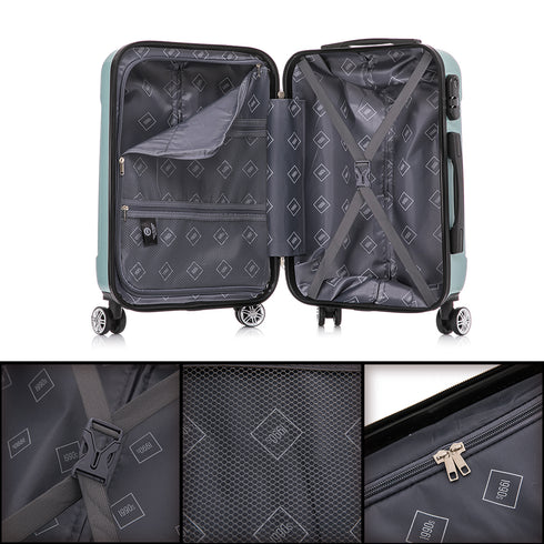 1990s Juego de Maletas Policarbonato Rígida 3 Piezas|Maleta Cabina 55cm|Maleta Mediana 68cm|Neceser 29cm|Menta