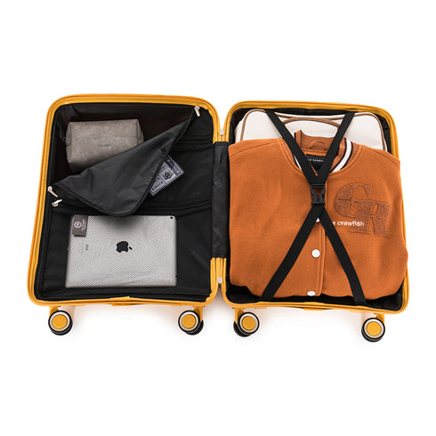 Maleta de cabina 55x39x21.5 cm (46L) Polipropileno - Candado Incrustado - 20 Pulgadas - Amarillo - Chocolate