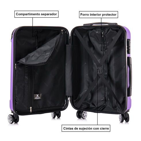 Maleta Cabina ABS 55x40x20cm 44L - 20 Pulgadas Morado - Marina