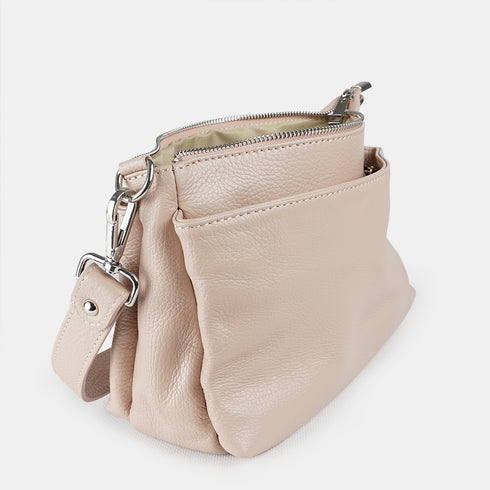 Bolso bandolera de piel para mujer con asa corta rosa claro Martina