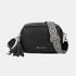Bolsa de ombro para mulher pequena em couro PU dois compartimentos e duas alças, bolsa a tiracolo em pele sintética presente original para mulher - Preto