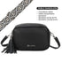 Bolsa de ombro para mulher pequena em couro PU dois compartimentos e duas alças, bolsa a tiracolo em pele sintética presente original para mulher - Preto