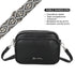 Bolso bandolera mujer pequeño de cuero PU tres compartimentos y dos bandoleras, bolso mensajero para cruzar polipiel regalo original para mujer - Negro