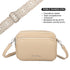 Bolso bandolera mujer pequeño de cuero PU tres compartimentos y dos bandoleras, bolso mensajero para cruzar polipiel regalo original para mujer - Taupe