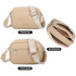 Bolso bandolera mujer pequeño de cuero PU tres compartimentos y dos bandoleras, bolso mensajero para cruzar polipiel regalo original para mujer - Taupe