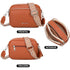 Bolso bandolera mujer pequeño de cuero PU tres compartimentos y dos bandoleras, bolso mensajero para cruzar polipiel regalo original para mujer - Marrón