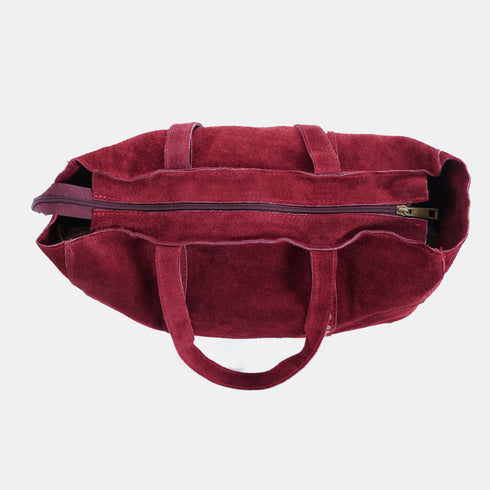 Bolso shopper para mujer de piel para personalizar con tachuelas rojo vino Alexandra