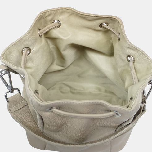 Bandolera mujer piel serraje - bolso saco Giulia (caqui)