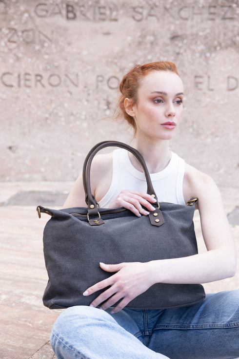 Bolso loneta para mujer | personalizable | Negro | Irene