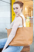 Bolso shopper para mujer de piel para personalizar marrón Luna