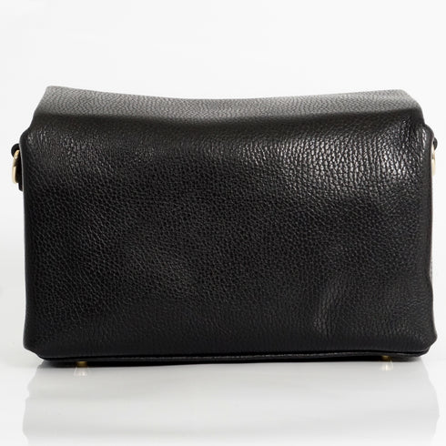 Bolso bandolera de piel con solapa Negro Laia