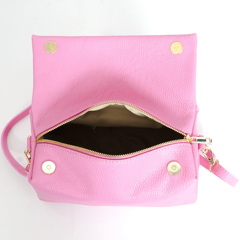Bolso bandolera de piel con solapa Rosa Laia