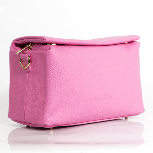 Bolso bandolera de piel con solapa Rosa Laia
