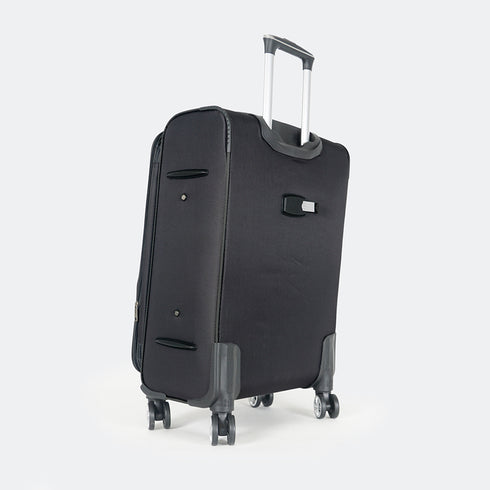 Maleta de viaje blanda extensible 56cm/66cm/76cm/86cm, 10kg/15kg/20kg/23kg, de tela poliéster Pissa Negro
