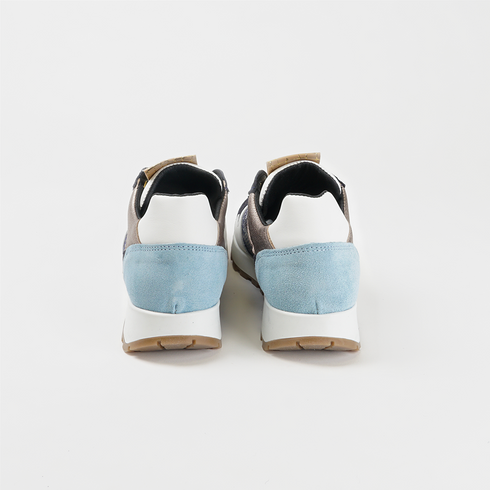 Zapatillas deportivas mujer de piel con animal print azul Evelyn