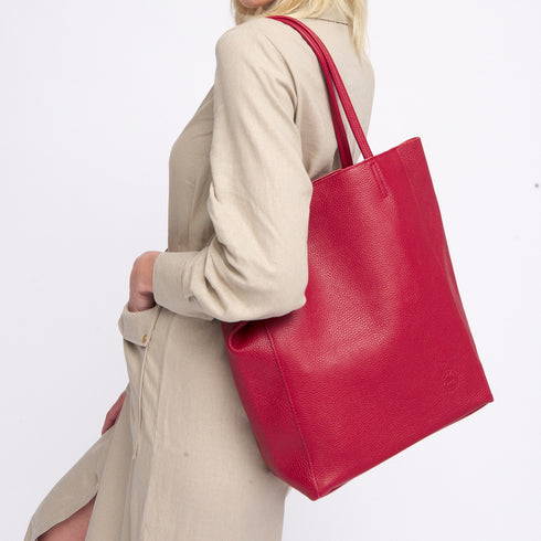 Bolso shopper para mujer de piel para personalizar rojo Amy