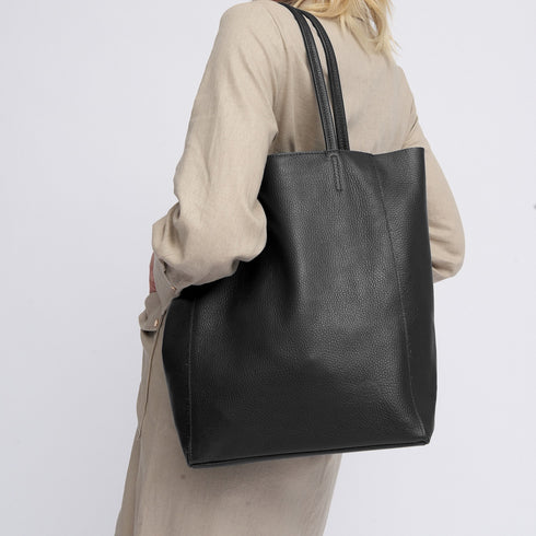 Bolso shopper para mujer de piel para personalizar negro Amy