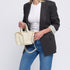 Bandolera para mujer de piel con asa de mano beige Helia