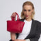 Bandolera para mujer de piel con asa de mano rojo Helia