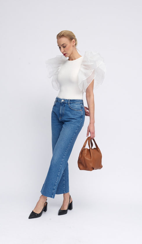 Bolso de mano de piel estilo saco para mujer marrón Stefy