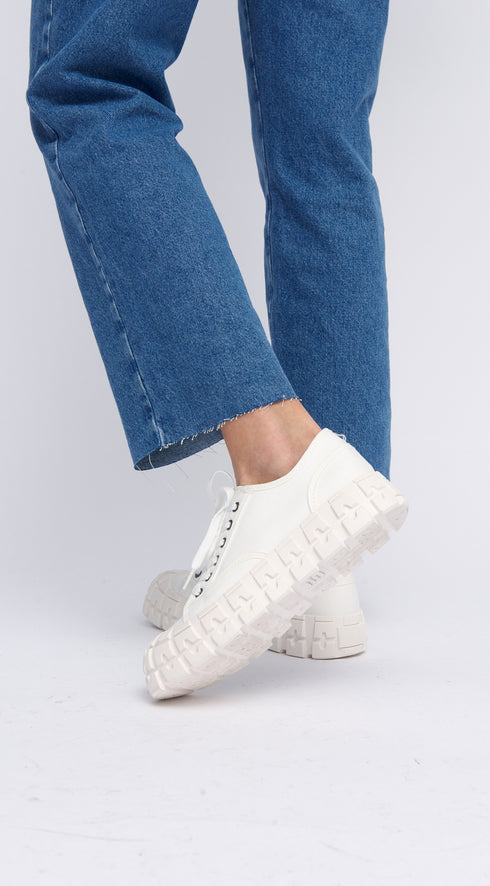 Zapatillas deportivas para mujer de lona con suela gorda blanco Mamba