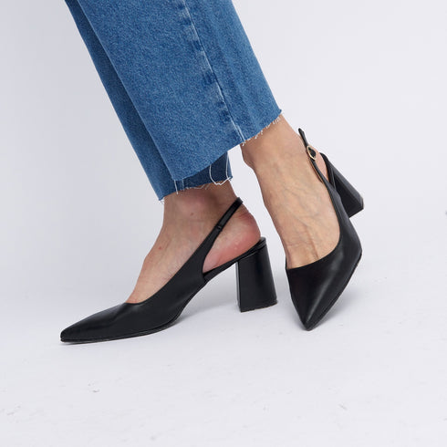 Zapatos con tacón para mujer de piel negro Mary