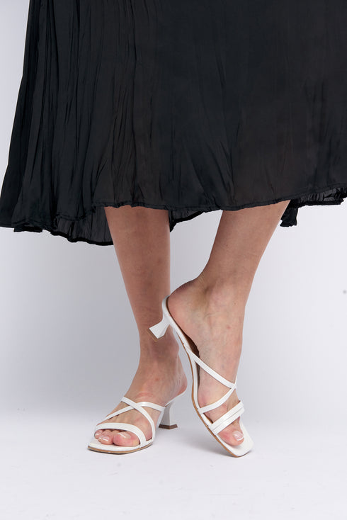 Sandalias con tiras tacón blanco Penélope