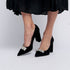 Zapatos con tacón de ante con piedras glamourosas negro Brigitte