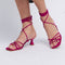 Sandalias con tacón de piel con tiras trenzadas para mujer fucsia Gabriella