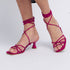 Sandalias con tacón de piel con tiras trenzadas para mujer fucsia Gabriella