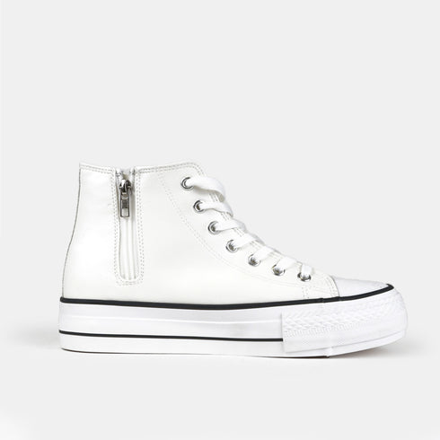 Zapatillas alta con cordones de PU blancas Constance