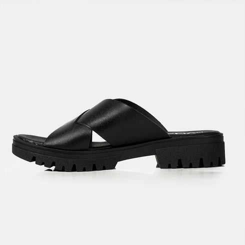 Sandalias de mujer de piel con plataforma negro Matilde