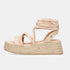 Sandalias de tiras de esparto con plataforma beige Helena