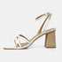 Sandalias con tacón de piel para mujer verde Esmeralda