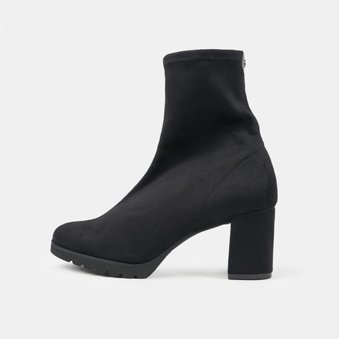 Botines de tacón mujer de antelina negro Pineda