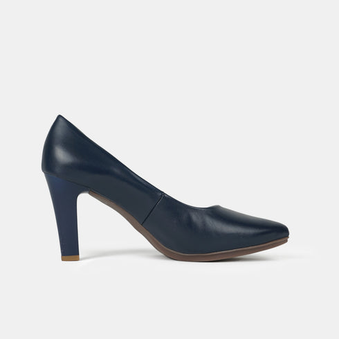Zapatos de tacón 8cm de piel azul marino Tania