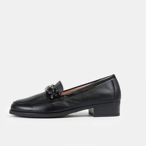Mocasines de piel para mujer napa negro Plath