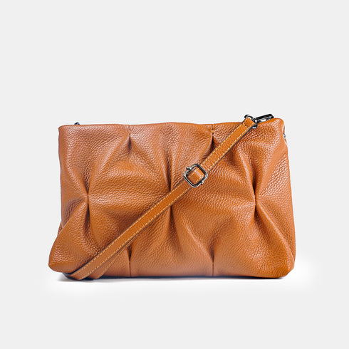 Bolso de bandolera de piel arrugada marrón Cecilia M