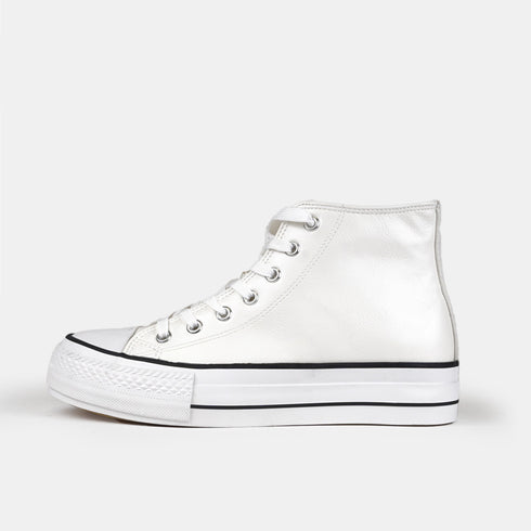 Zapatillas alta con cordones de PU blancas Constance