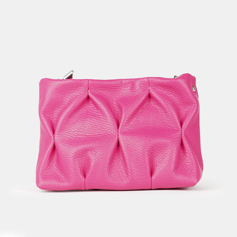 Bolso de bandolera de piel arrugada fucsia Cecilia S